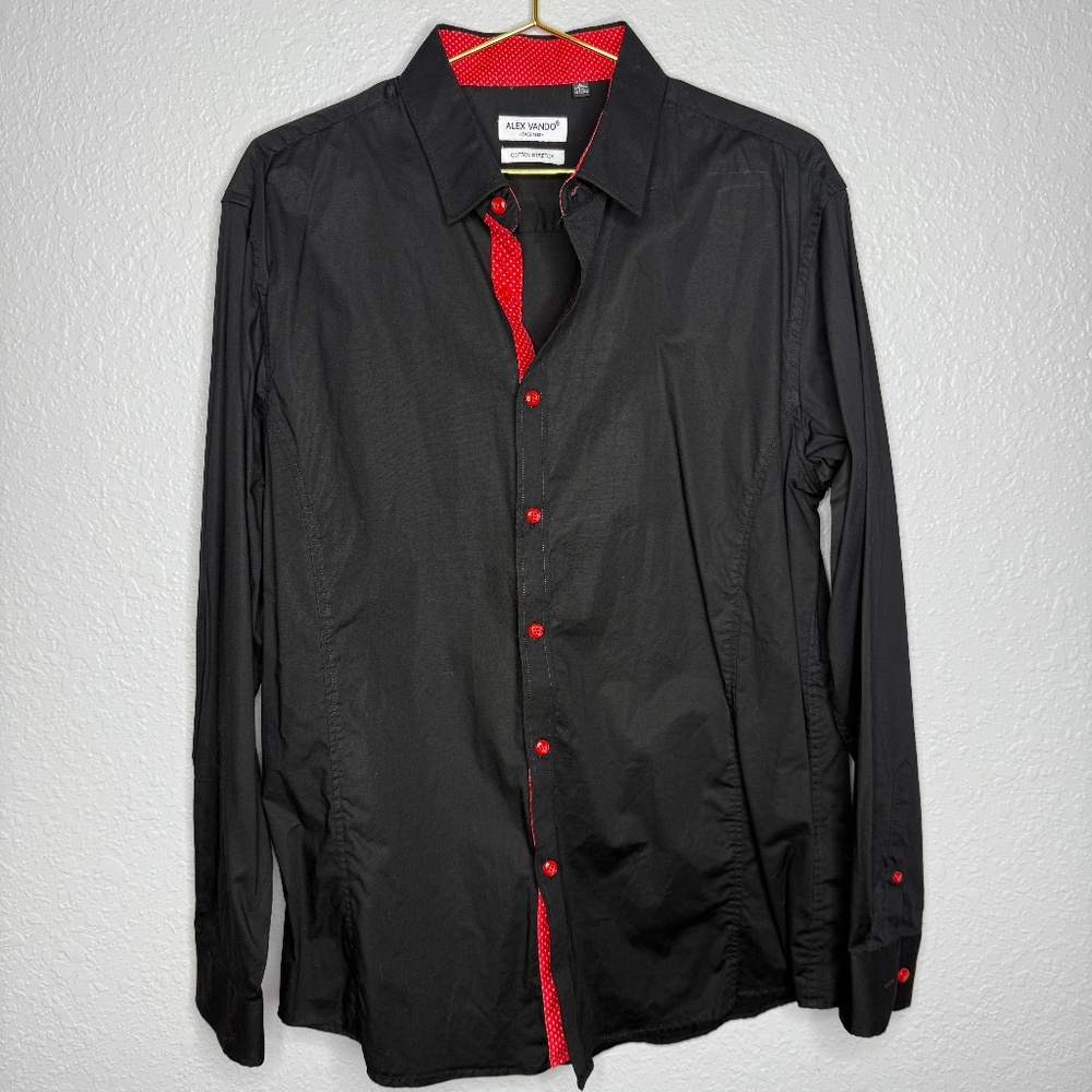 Pre-Owned Alex Vando Large‎ long - sleeve button down shirt. w/red accents